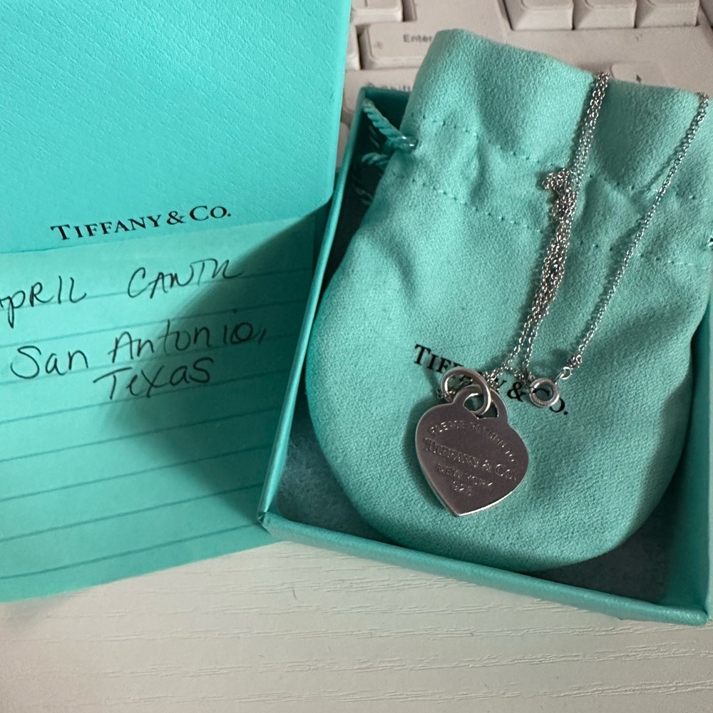 Authentic Tiffany heart charm with necklace Sterling Silver